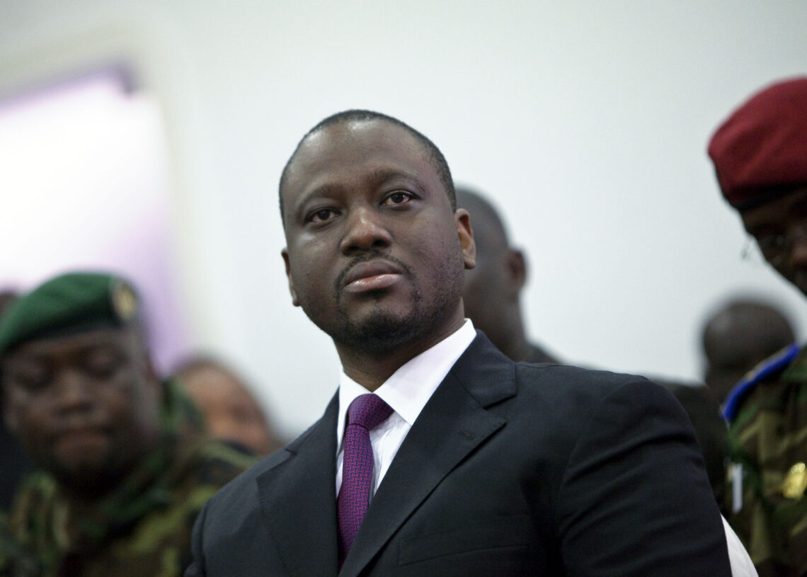 Prime Minister Guillaume Soro is seen during the swearing-in ceremony of opposition leader Alassane Ouattara at the Gulf hotel in Abidjan, Ivory Coast, Saturday, Dec. 4, 2010. The two candidates in Ivory Coast's disputed presidential election took dueling oaths of office Saturday after each claimed victory, as the political crisis spiraled out of control and renewed unrest in this country once split in two by civil war. (AP Photo/Thibault Camus)